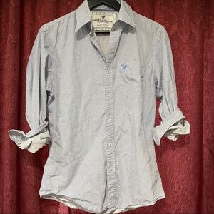 American Eagle Blue White Dress Shirt